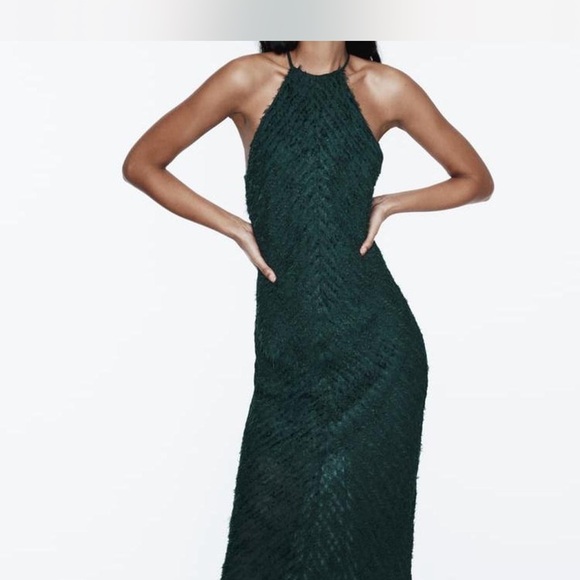 Elegant Dark Green Halter Dress - Picture 2 of 8
